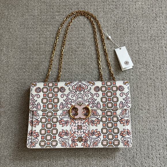 Tory Burch Gemini Link Hicks Garden Large Chain Leather Shoulder/crossbody Bag - Picture 1 of 15
